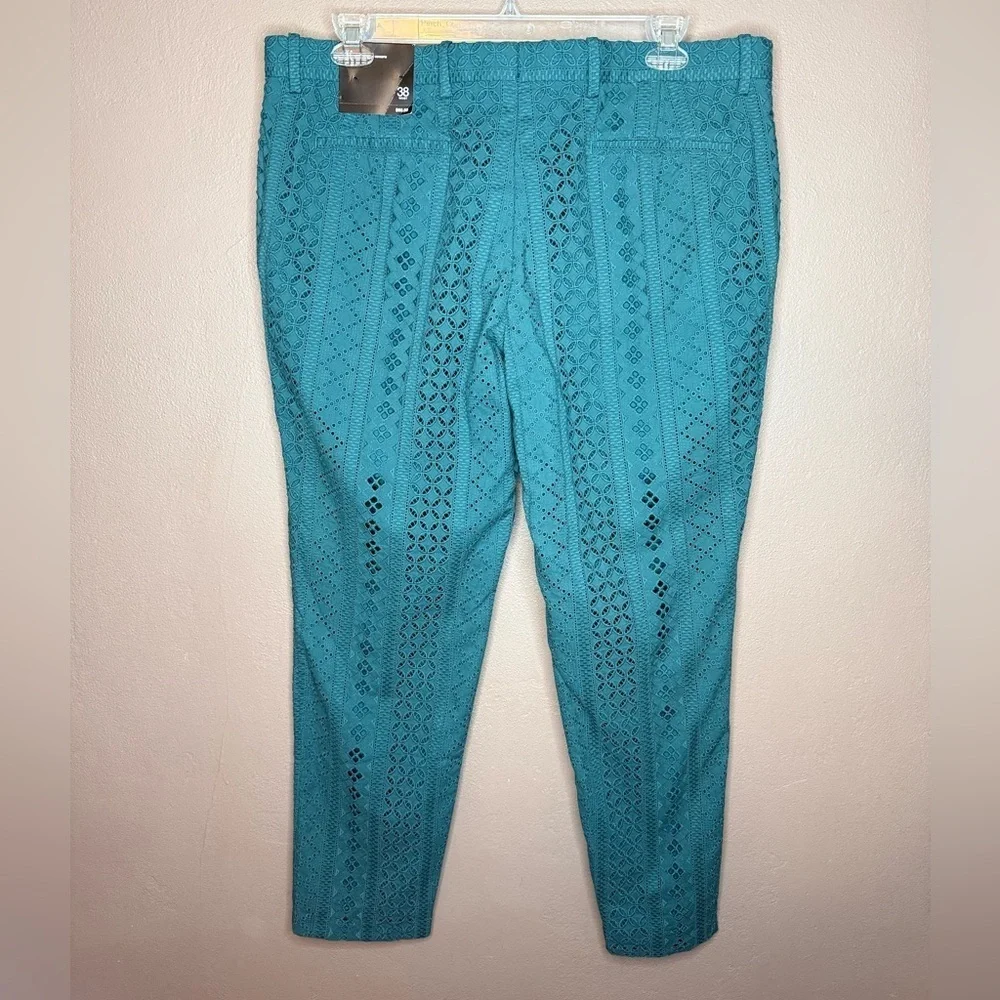 International Concepts Eyelet Patterned Ankle Pants in Island Breeze Size 1X NWT